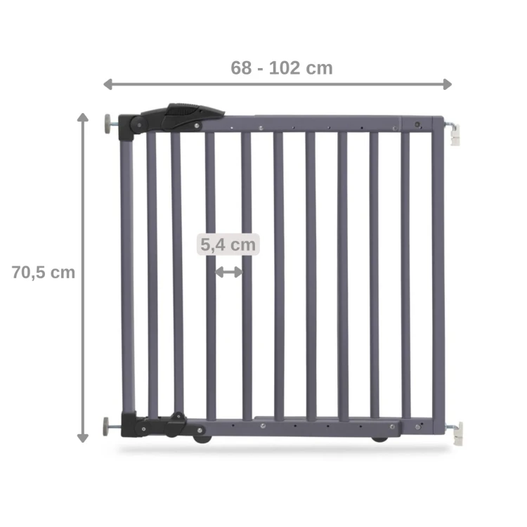 bramka barierka, 68-102 cm, rozstaw, zabezpieczenie przed dziećmi, bezpieczne dziecko w domu, barierka antracyt, wymiary barierki.jpg
