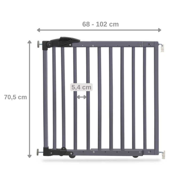bramka barierka, 68-102 cm, rozstaw, zabezpieczenie przed dziećmi, bezpieczne dziecko w domu, barierka antracyt, wymiary barierki.jpg